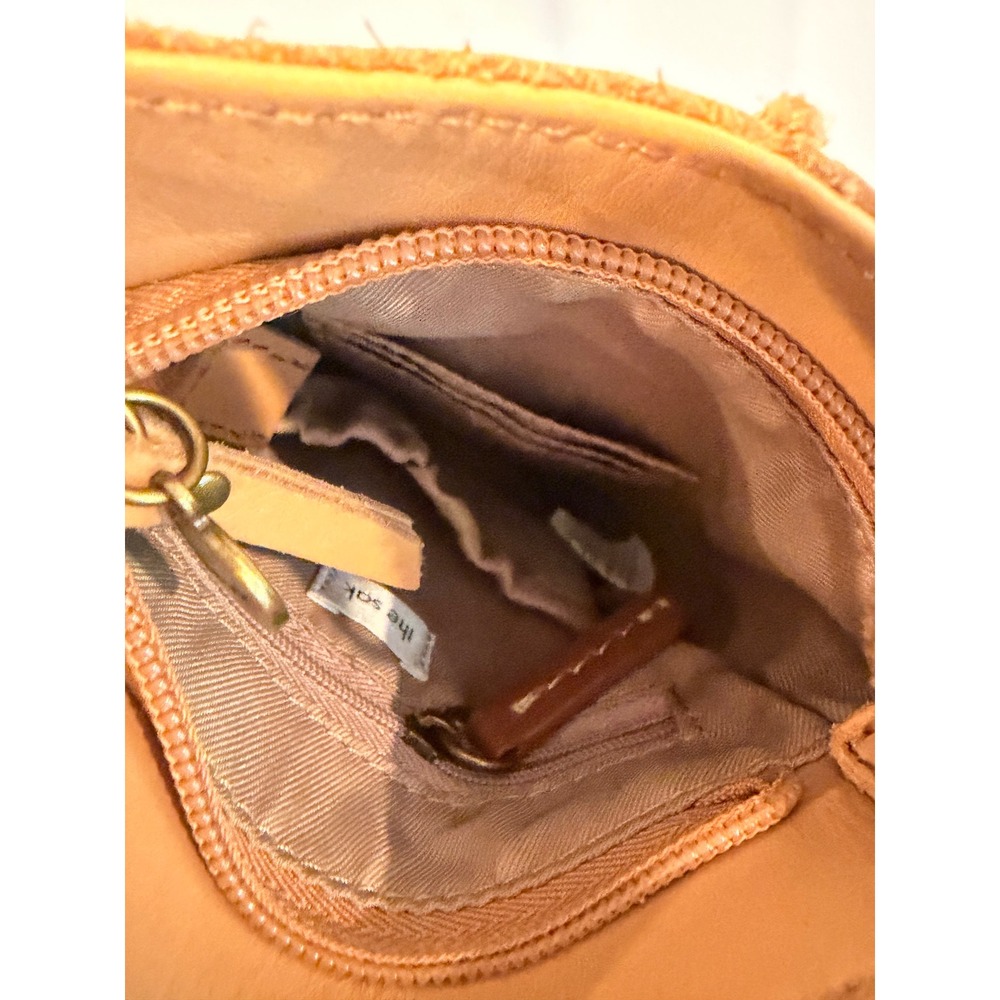 The Sak Leather Crossbody Bag Tan Whipstitch Boho Small Bucket Purse - Picture 3 of 6